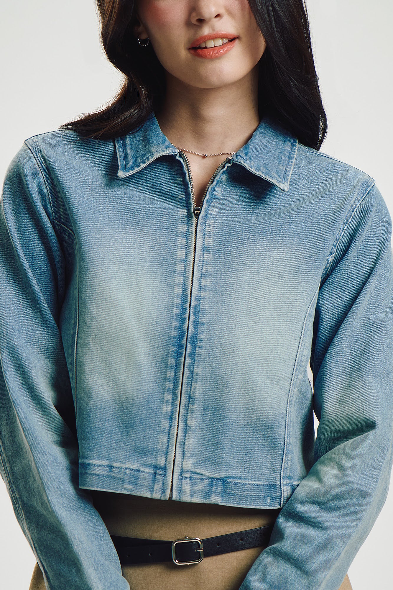 Slim Denim Zip Jacket - Image 2