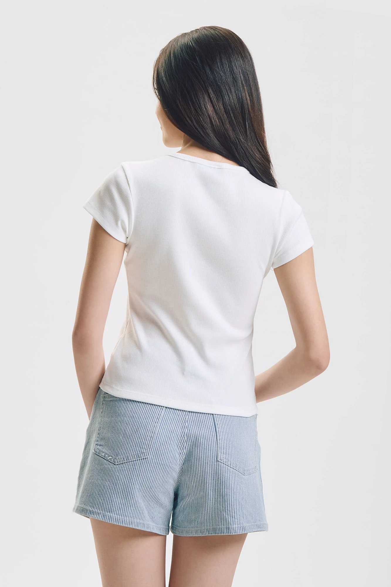 Slim Ribbed Knit T-Shirt with Branding - Image 11