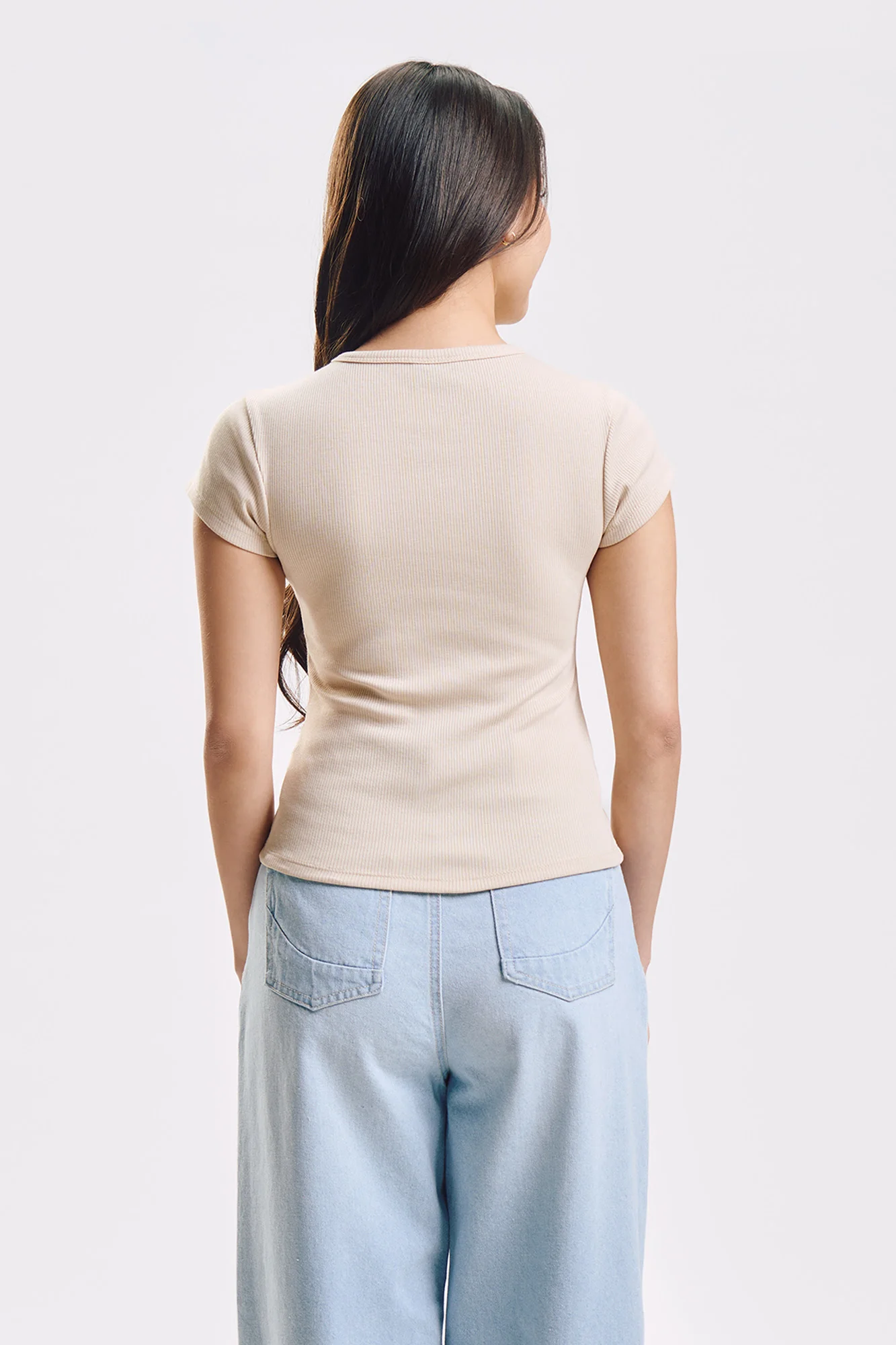 Slim Ribbed Knit T-Shirt with Branding - Image 3