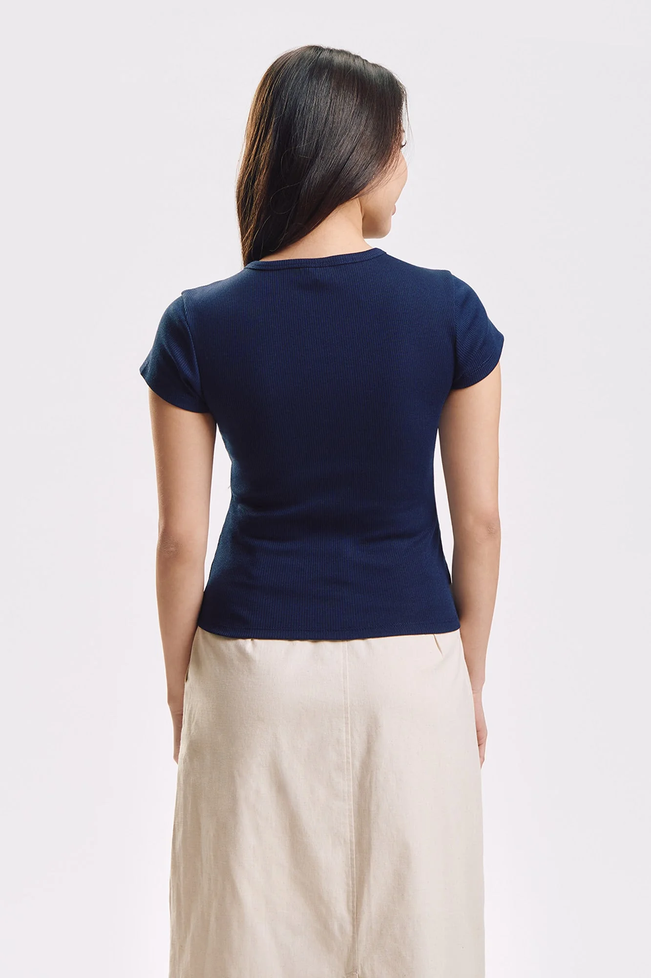 Slim Ribbed Knit T-Shirt with Branding - Image 7