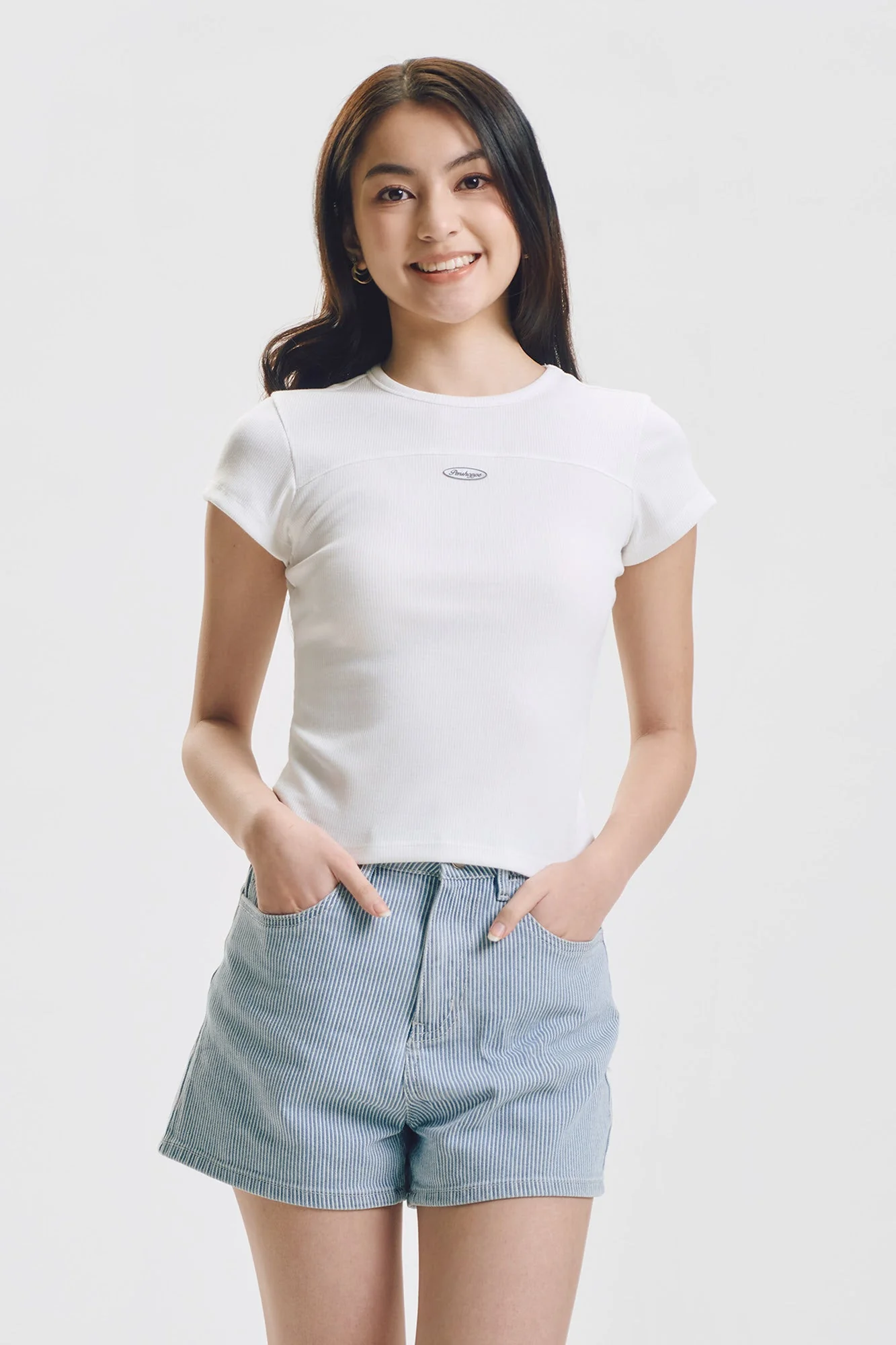 Slim Ribbed Knit T-Shirt with Branding - Image 9