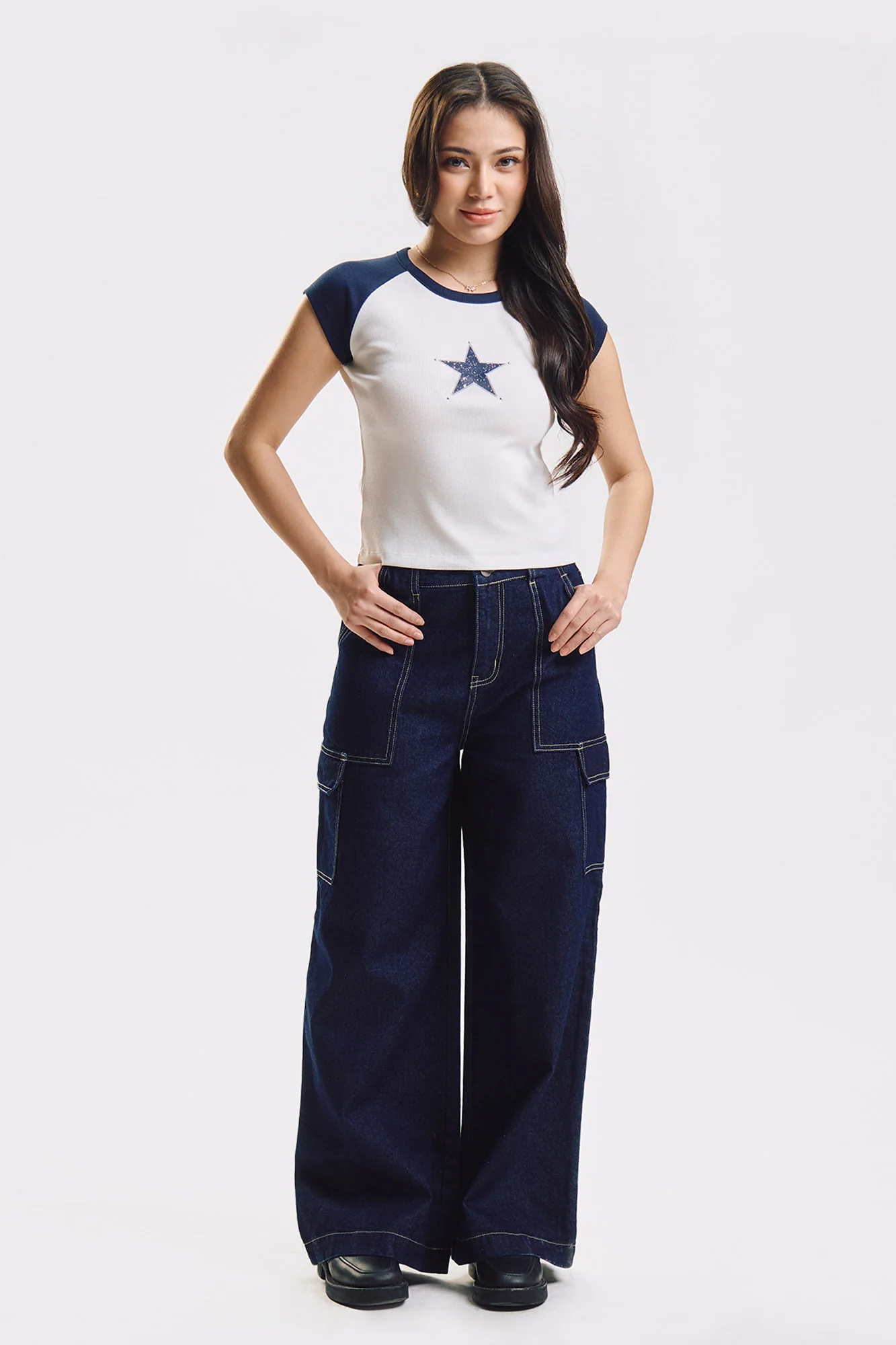 Slim Ribbed Knit Top with Star Patch - Image 4
