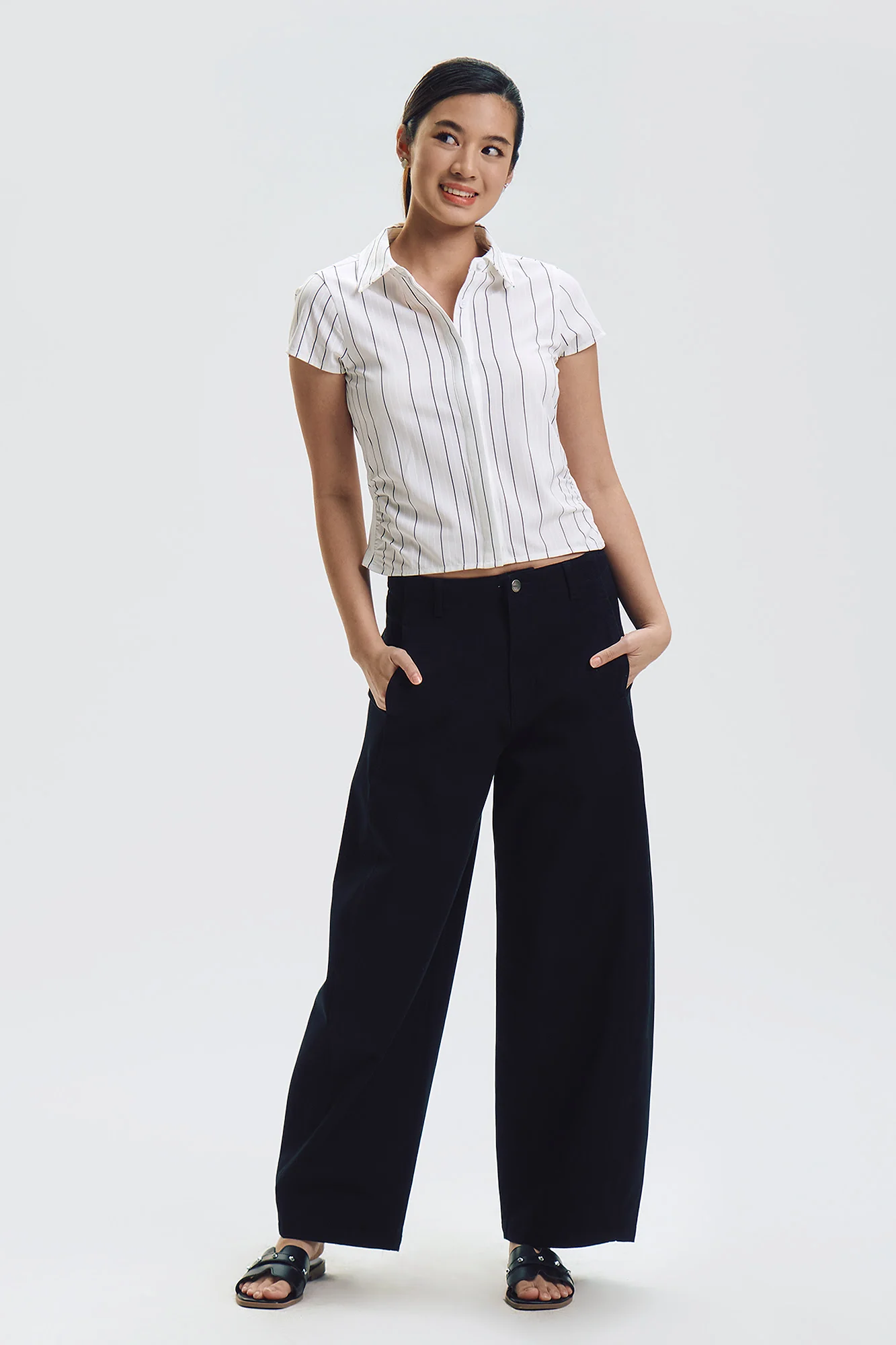 Slim Side Drawstring Button Down Shirt - Image 4