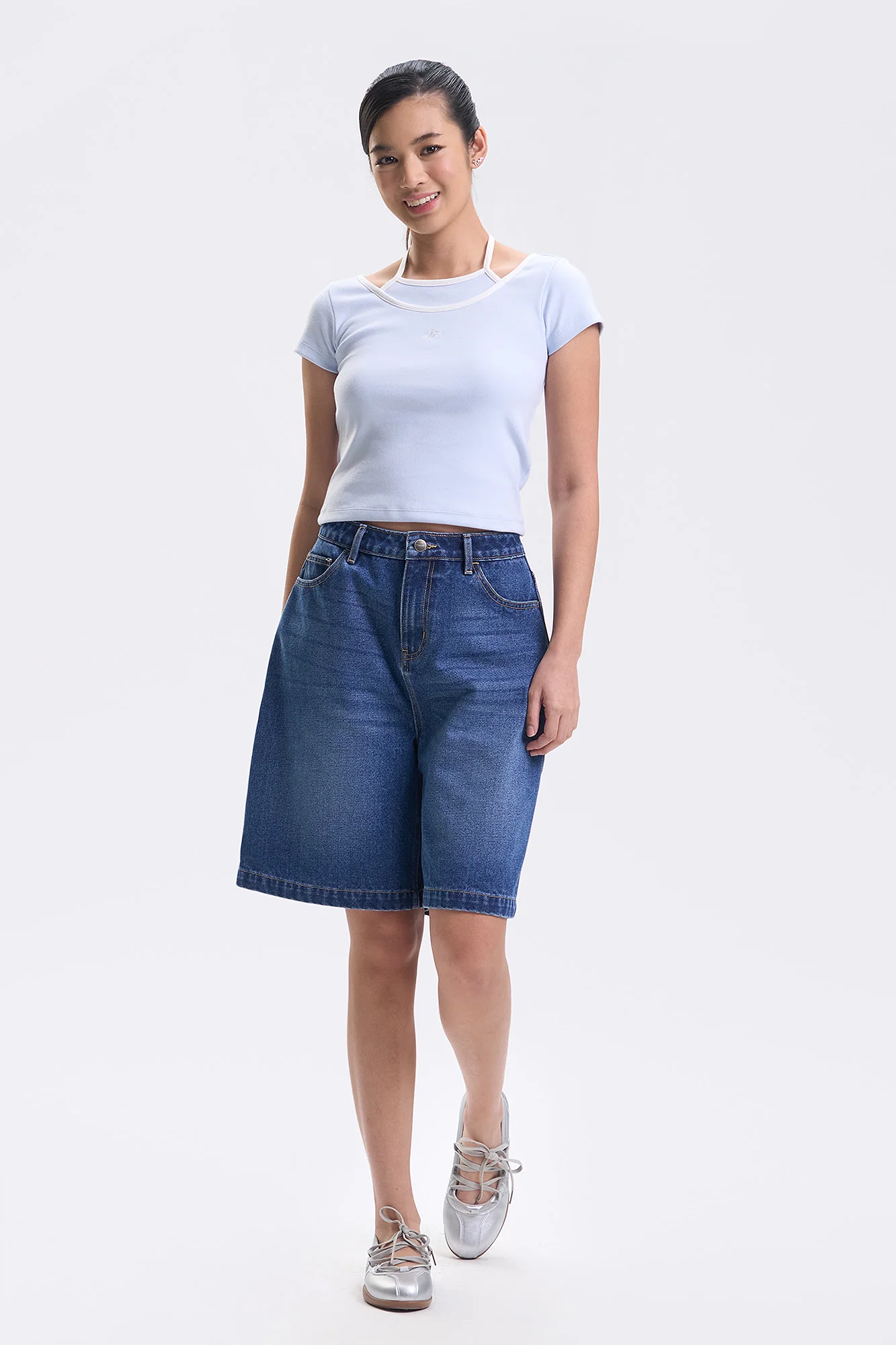 Slim Two-Fer Halter Neck Top - Image 4