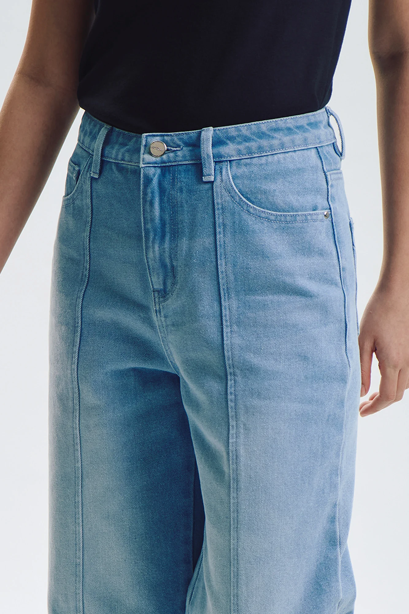 Straight Fit Jeans with Front Seam Detail - Image 2