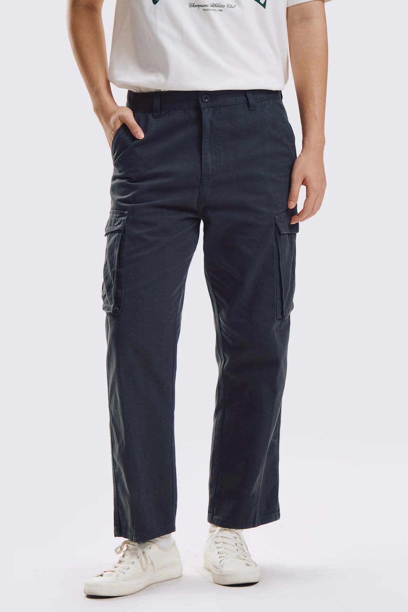 Straight Fit Washed Cargo Pants