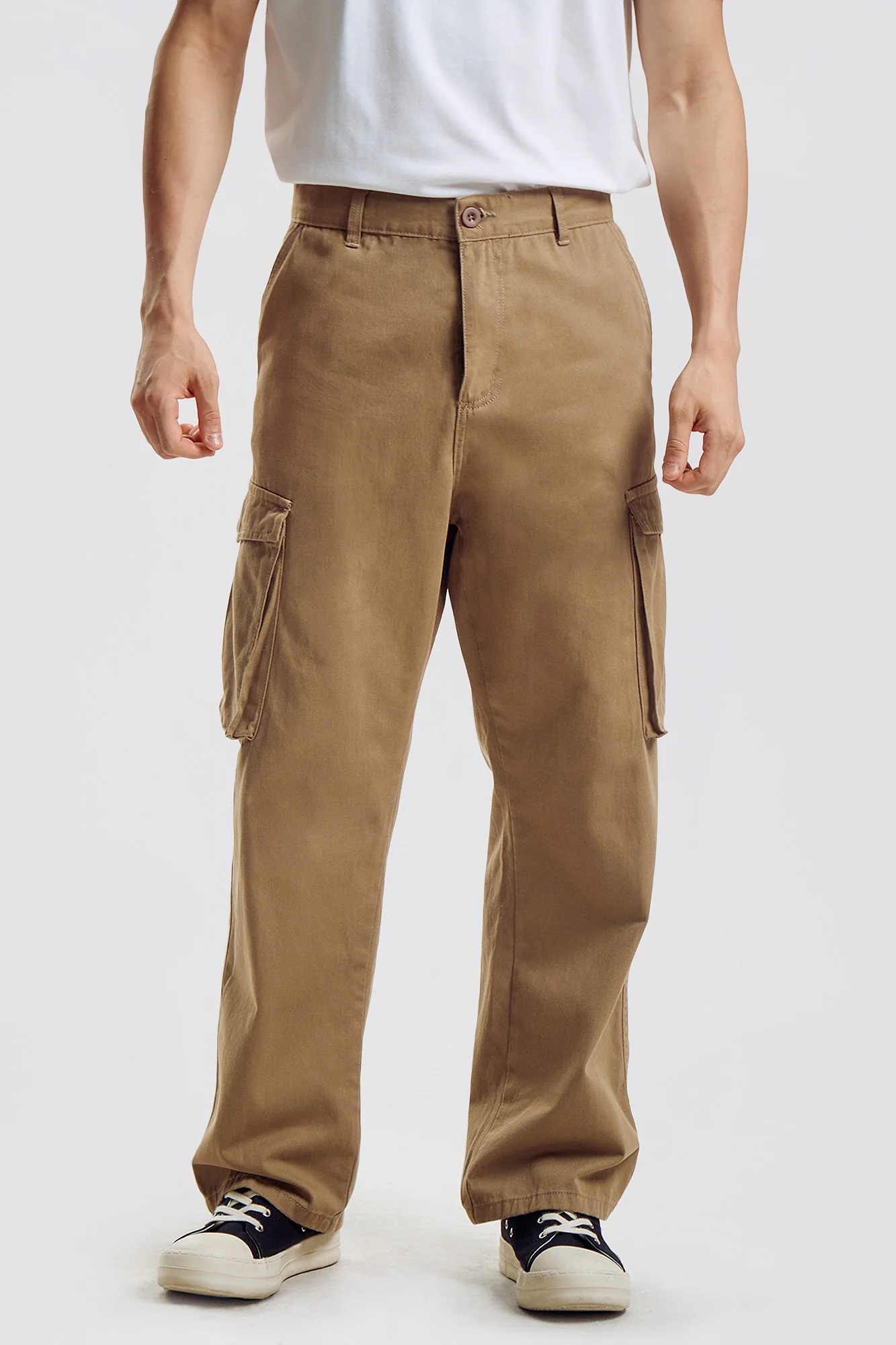 Straight Fit Washed Cargo Pants