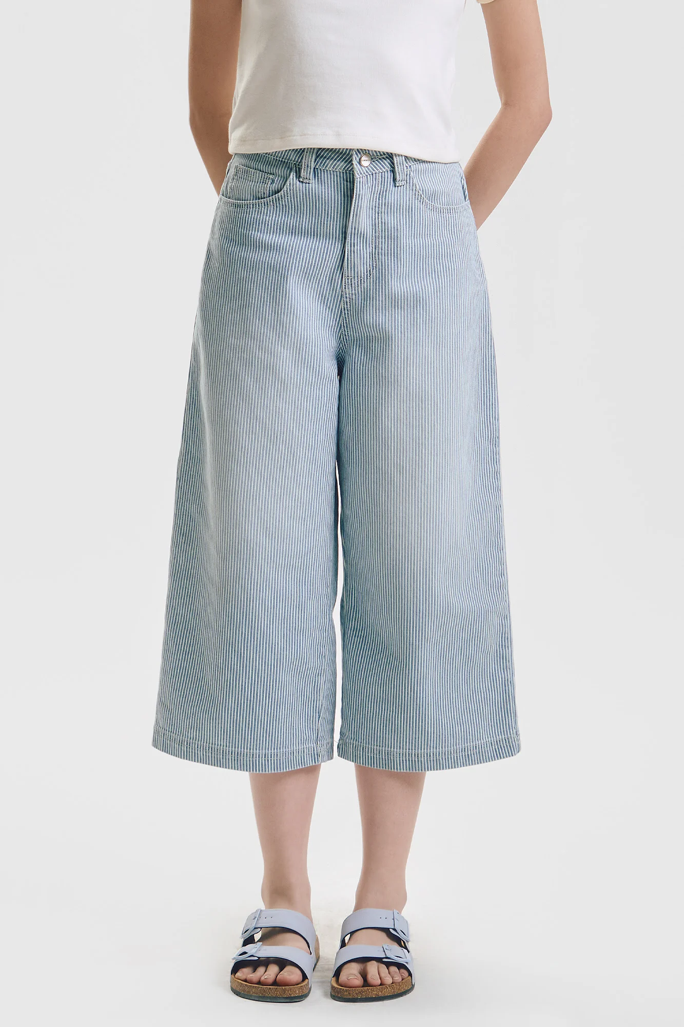Striped Denim Culottes