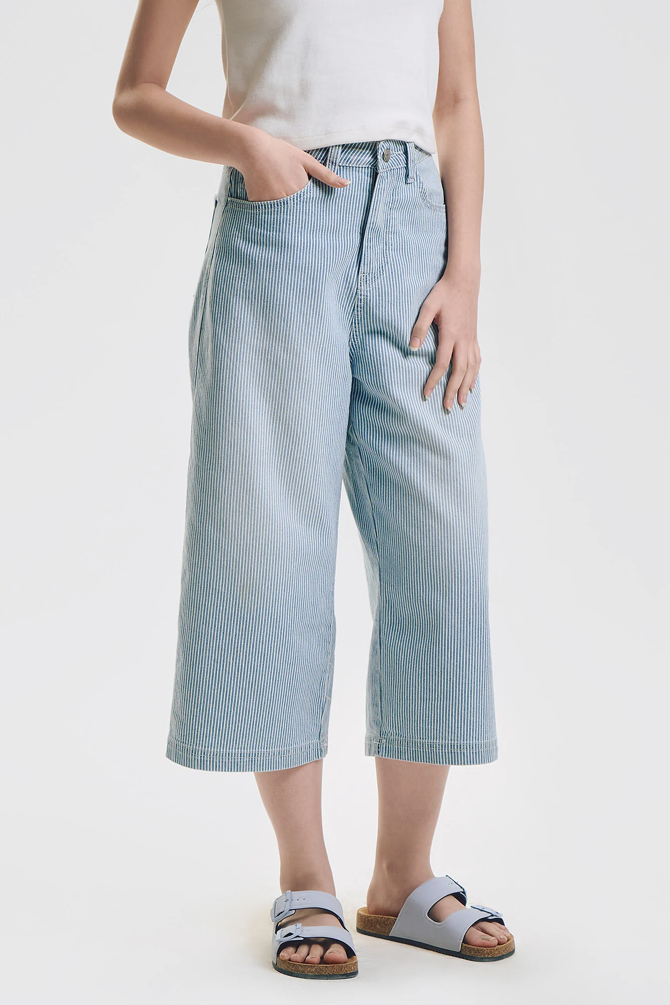 Striped Denim Culottes - Image 4