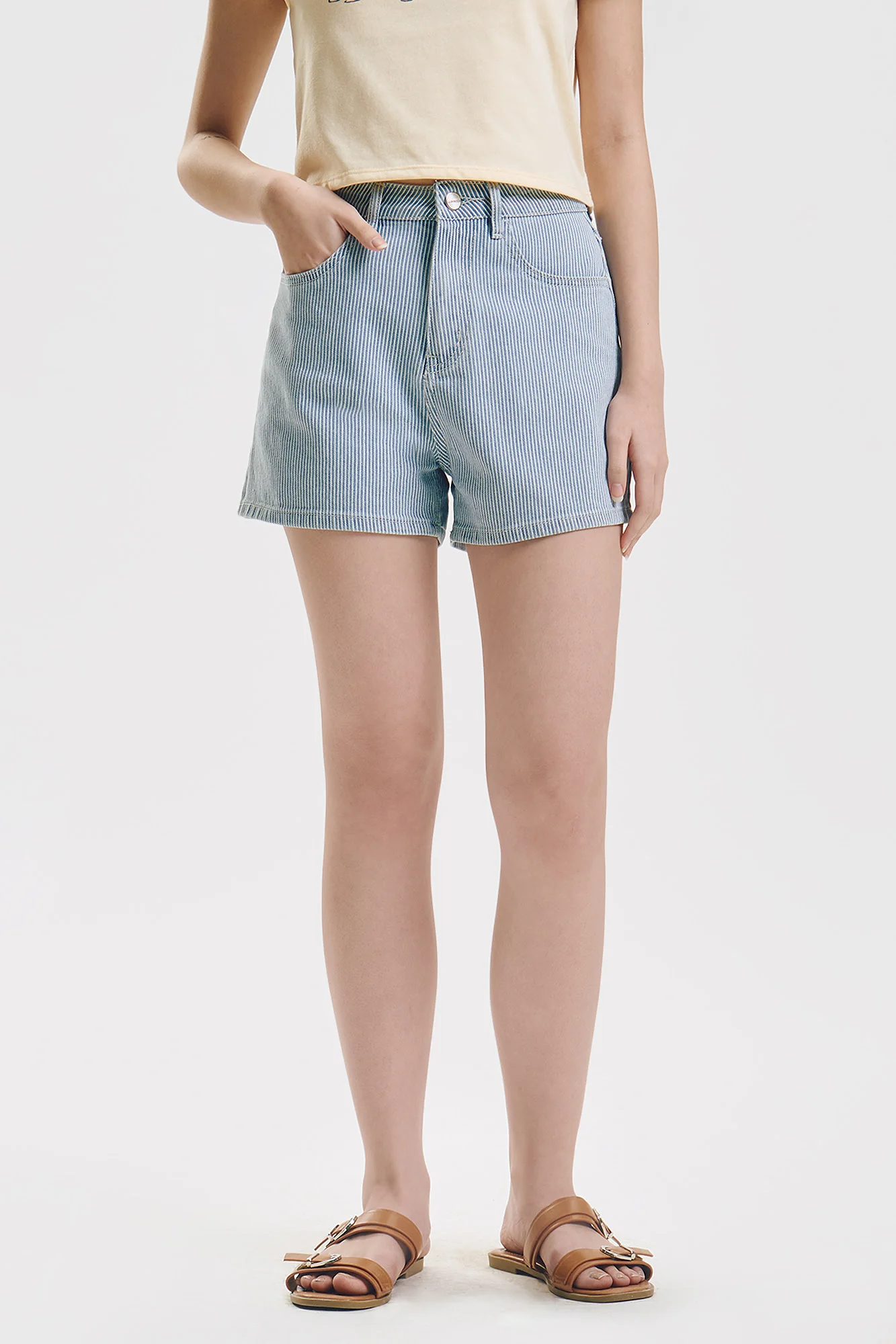 Striped Denim Shorts