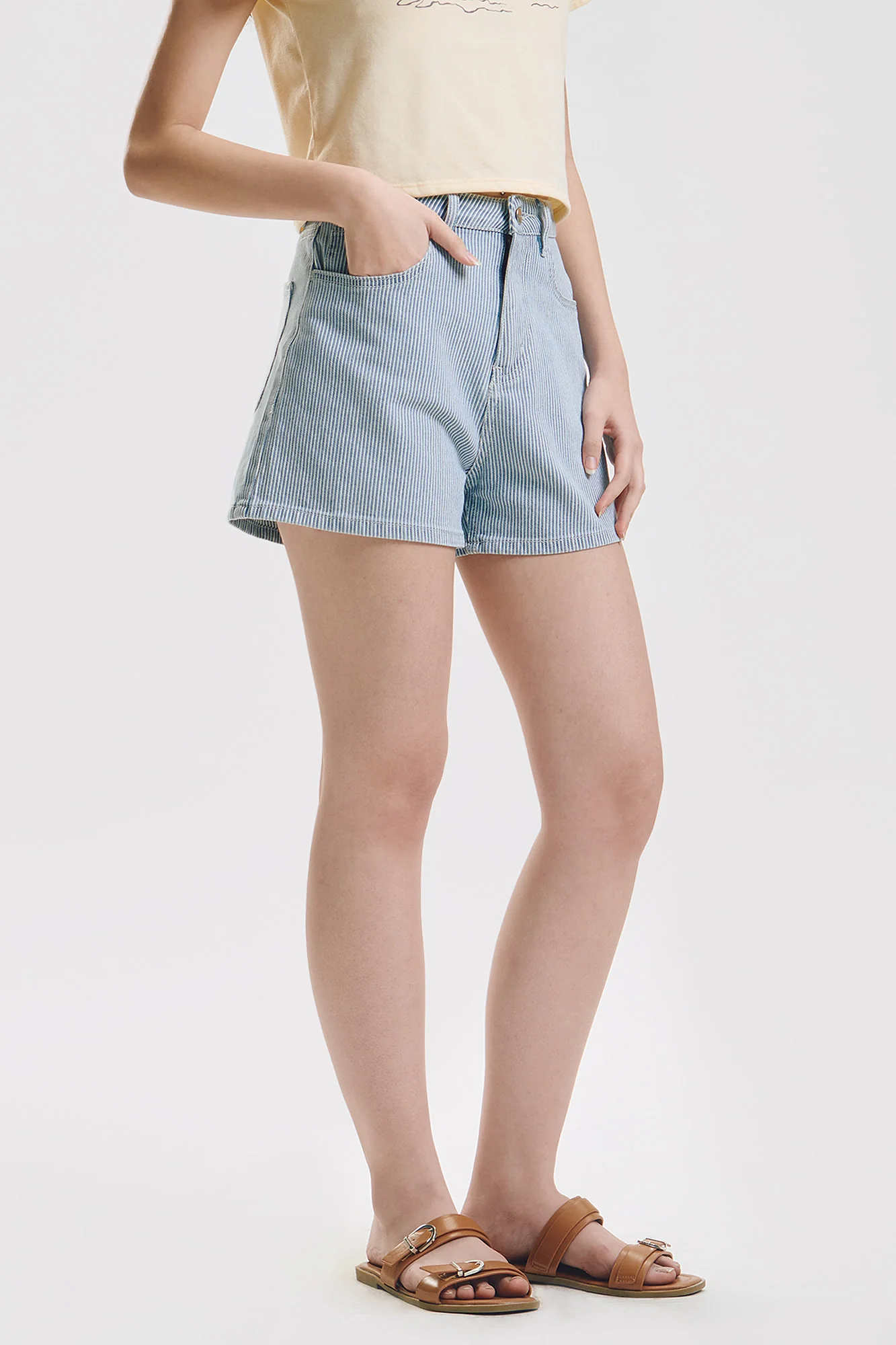 Striped Denim Shorts - Image 4