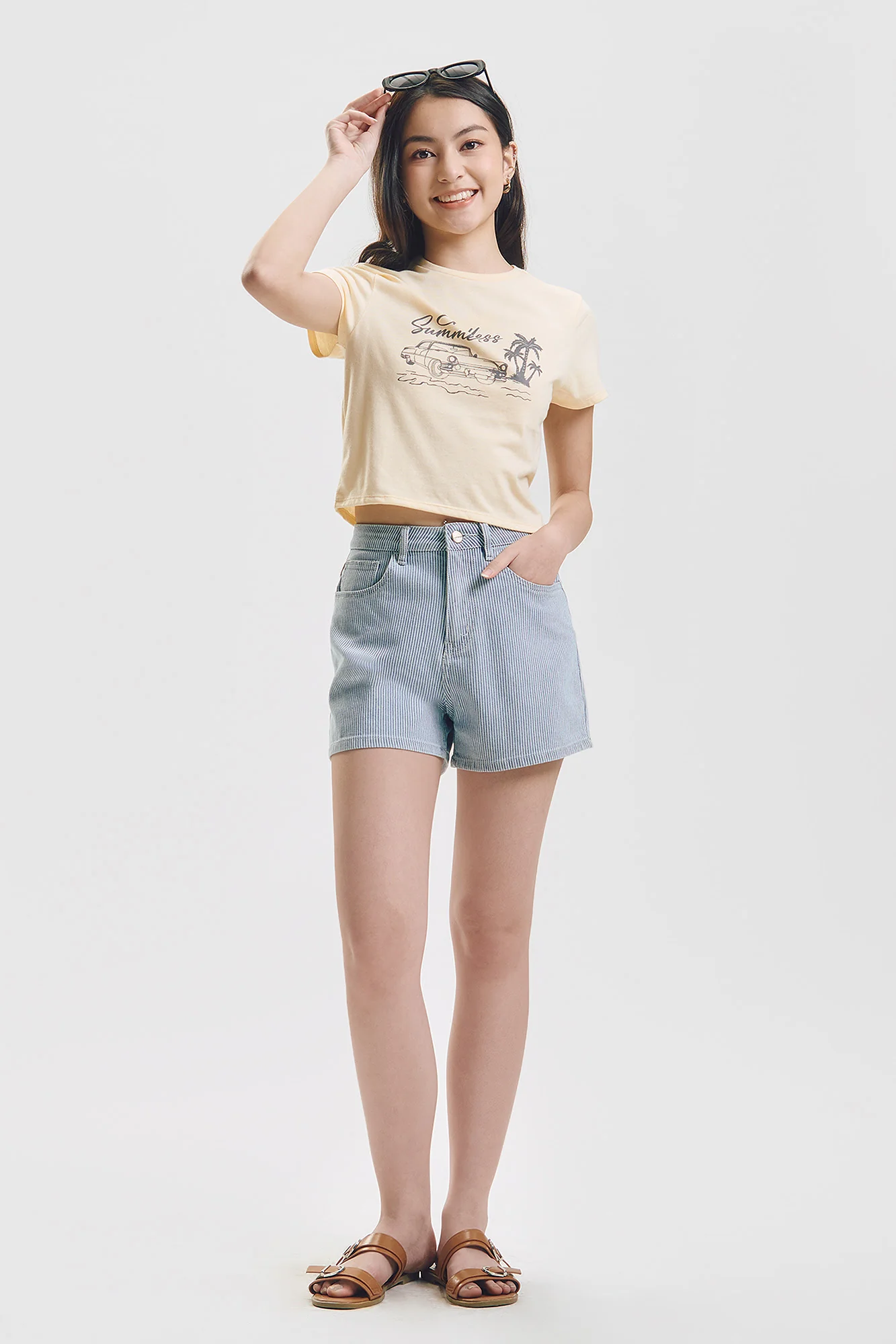 Striped Denim Shorts - Image 5