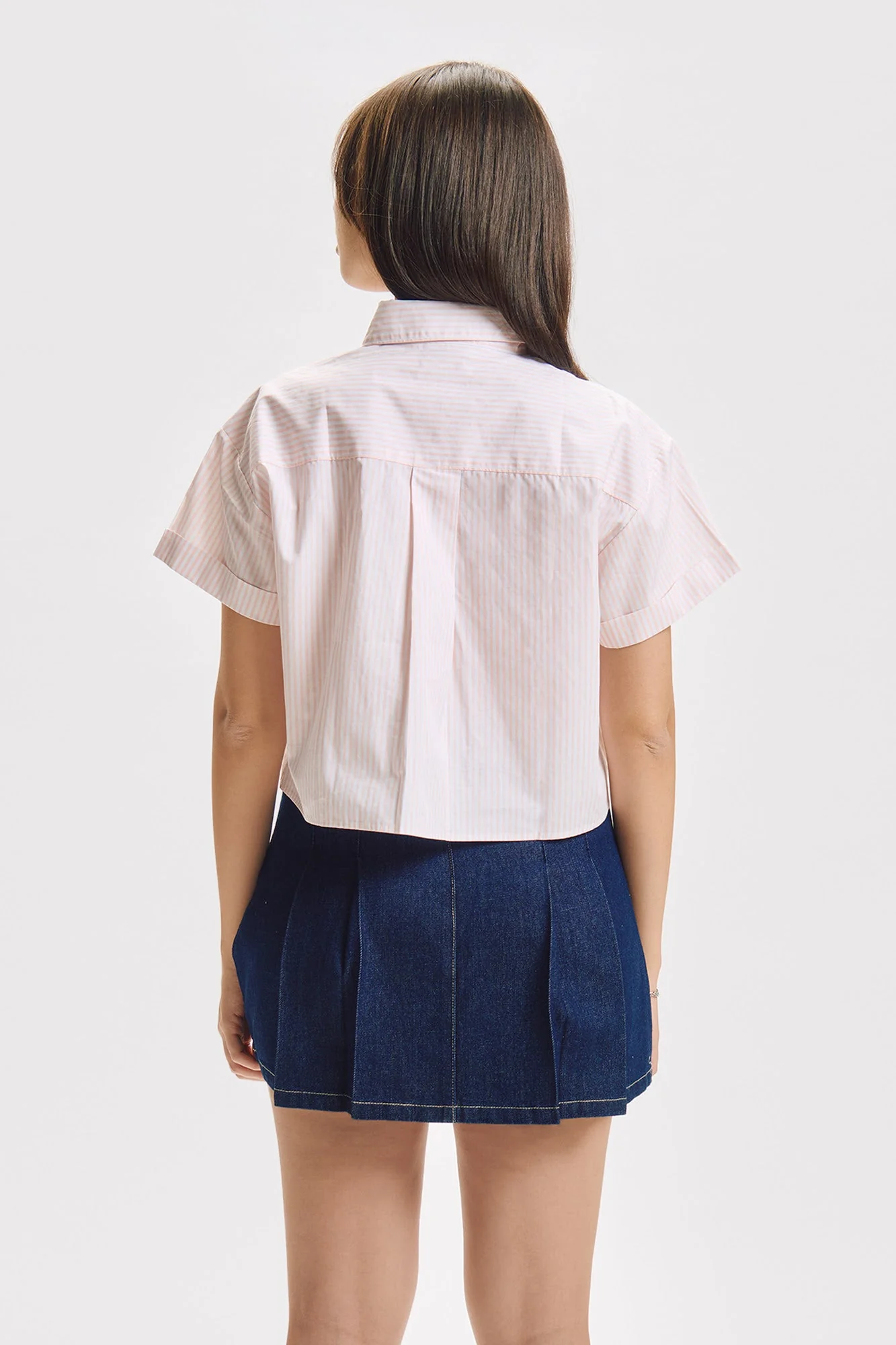 Striped Short Sleeve Button Down Top - Image 7