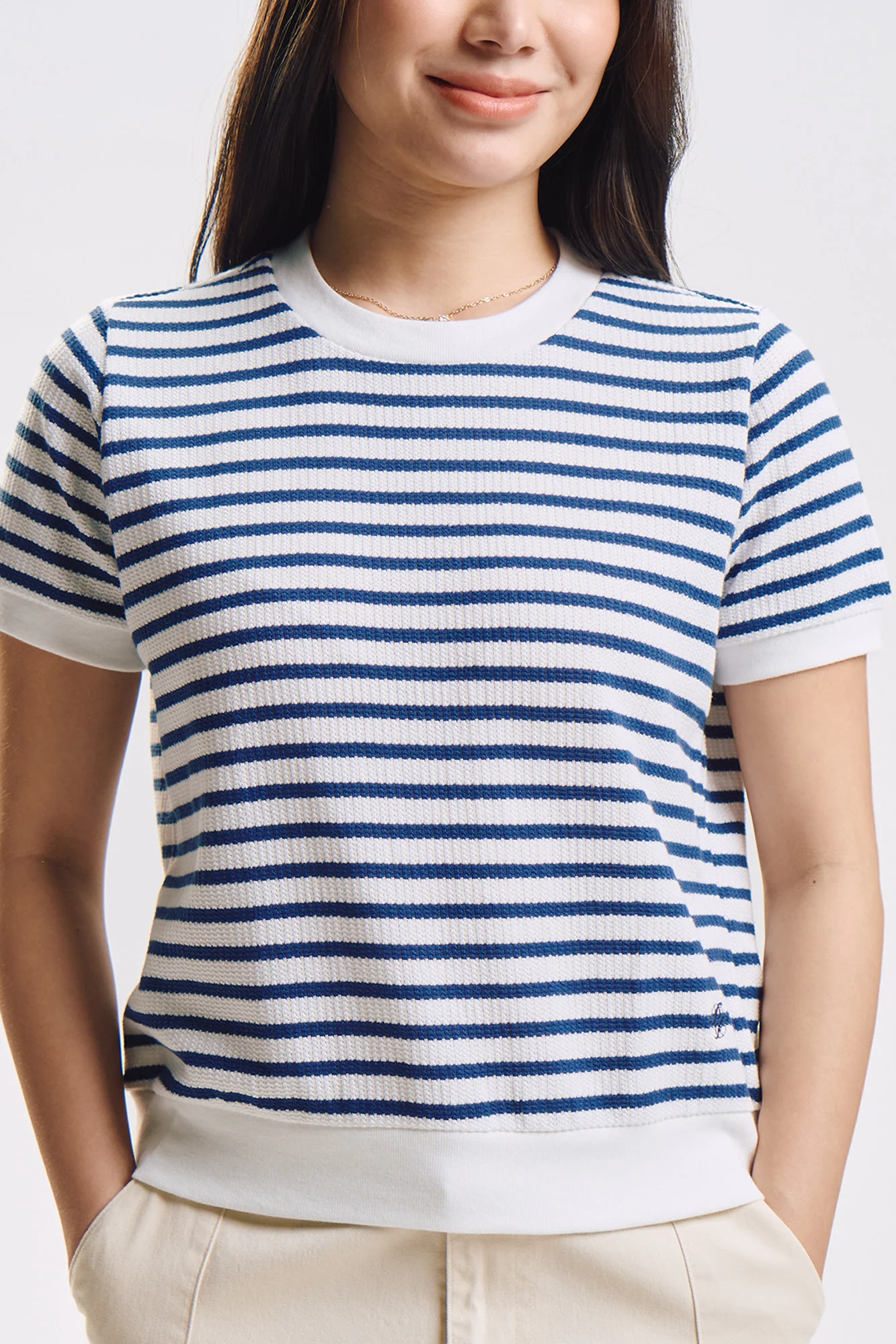 Striped Textured Knit Relaxed Top - Image 2