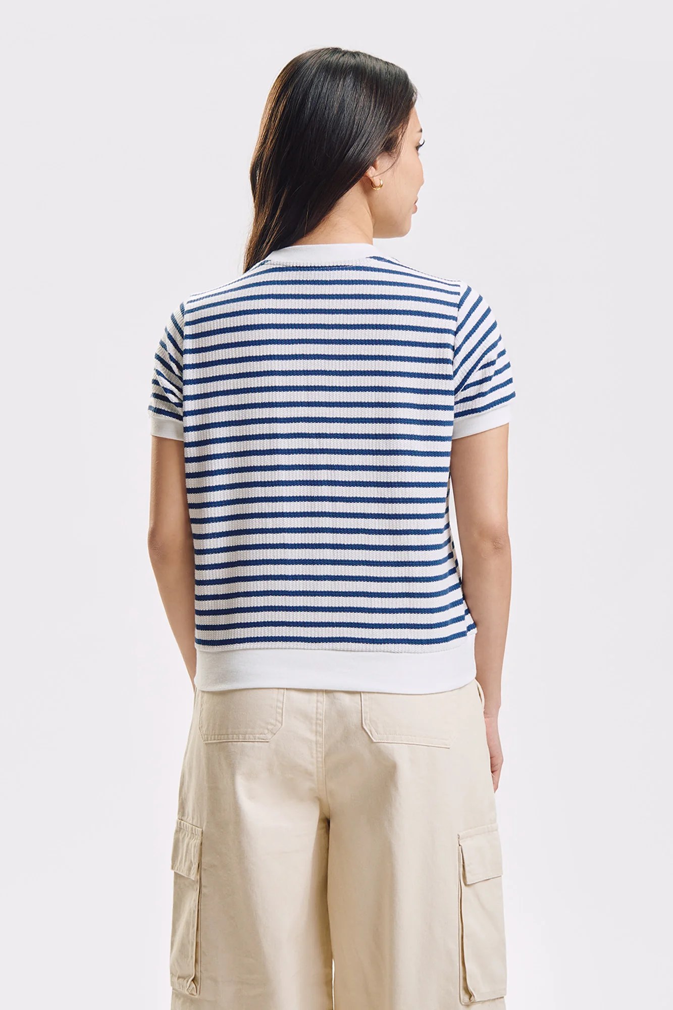 Striped Textured Knit Relaxed Top - Image 3