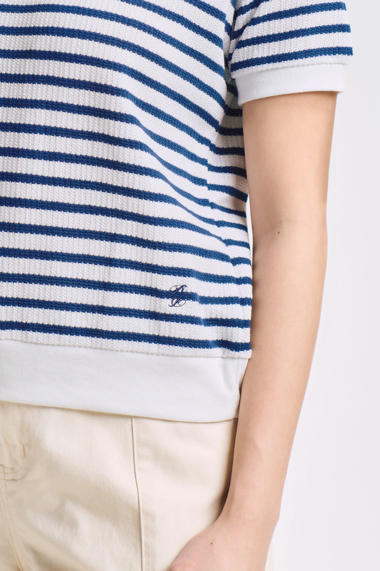 Striped Textured Knit Relaxed Top - Image 4