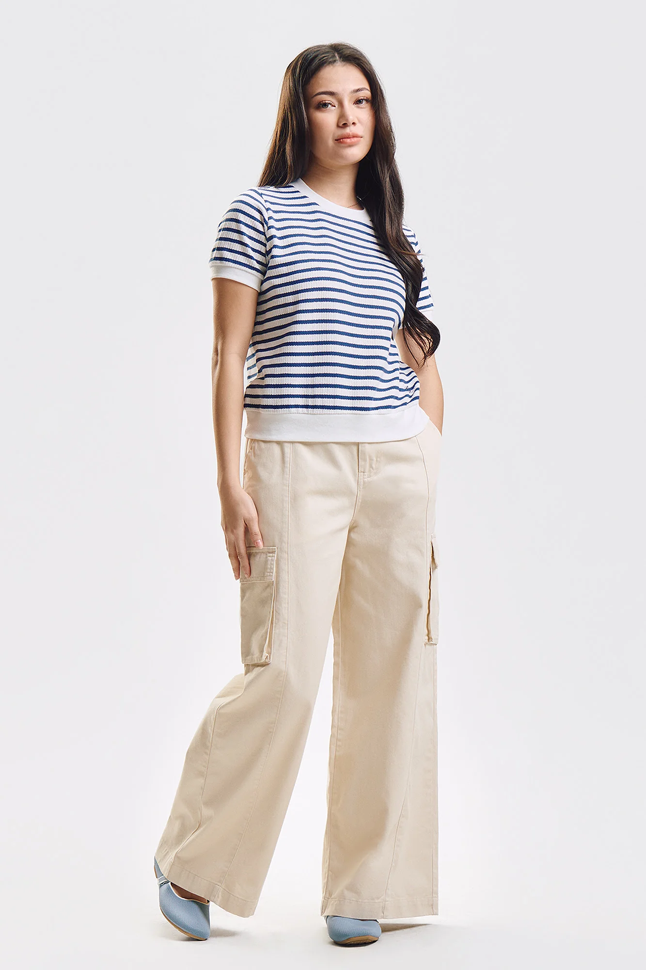 Striped Textured Knit Relaxed Top - Image 5