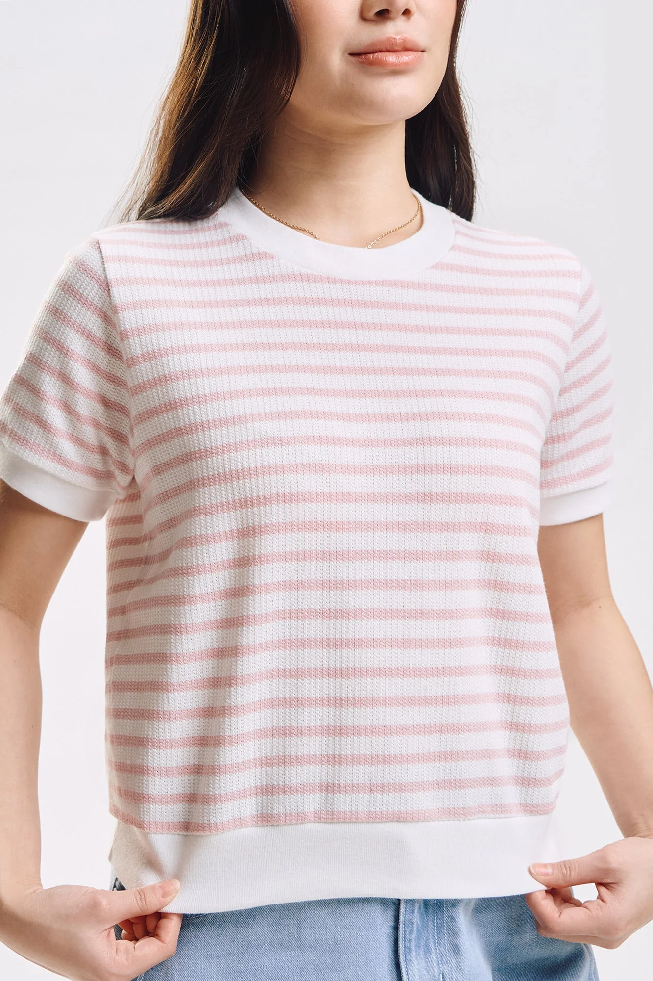 Striped Textured Knit Relaxed Top - Image 7