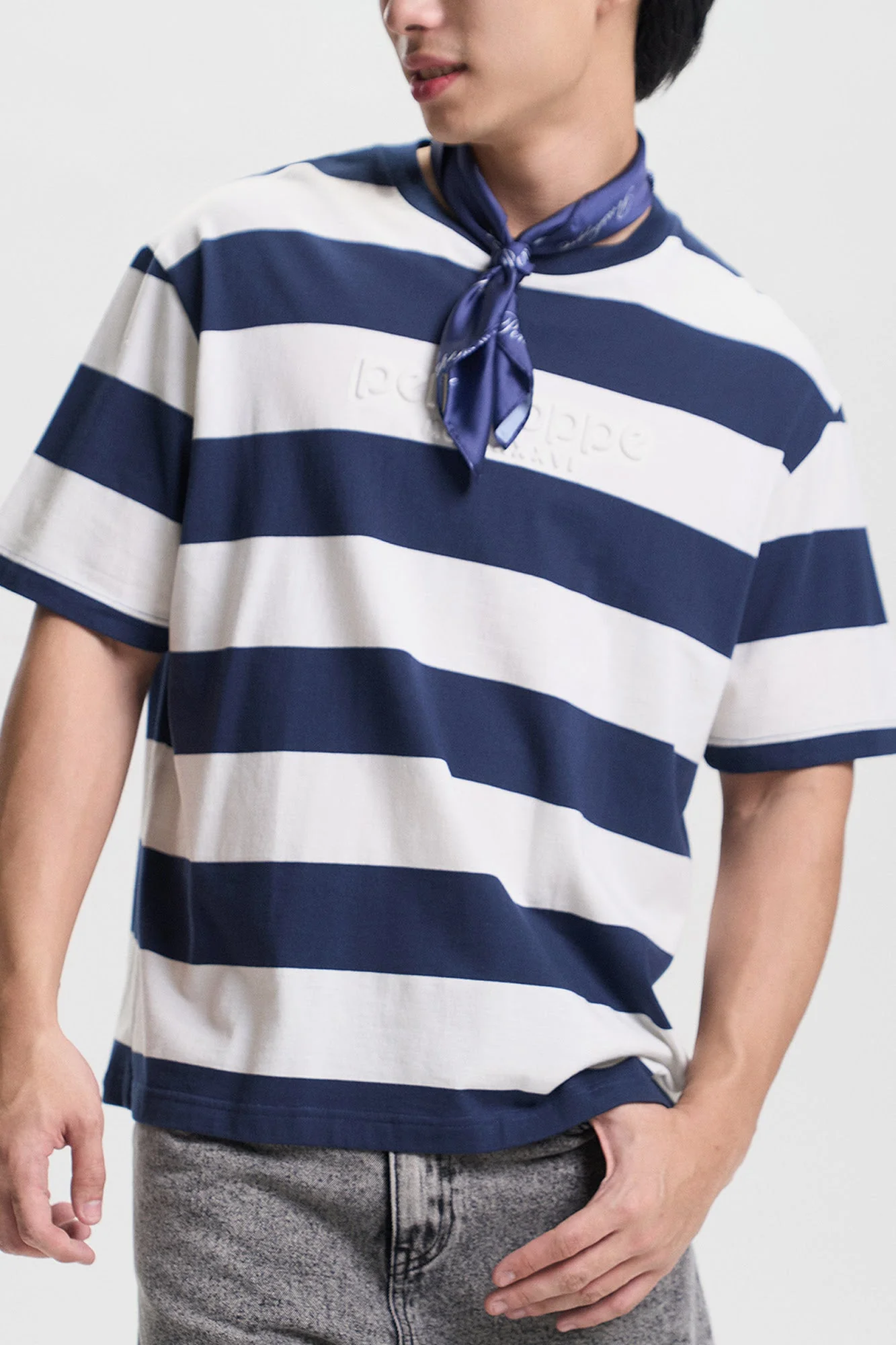 Stripes Relaxed T-Shirt with Branding - Image 6