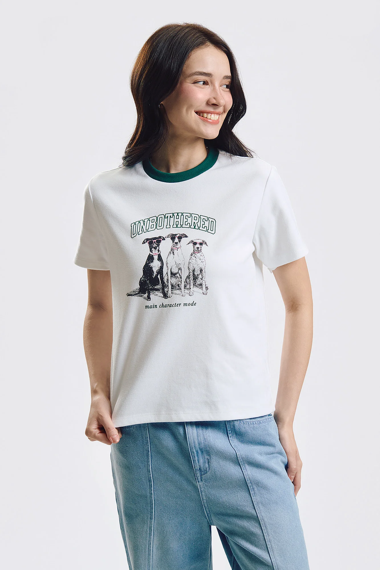 Unbothered Relaxed Ringer Graphic T-Shirt