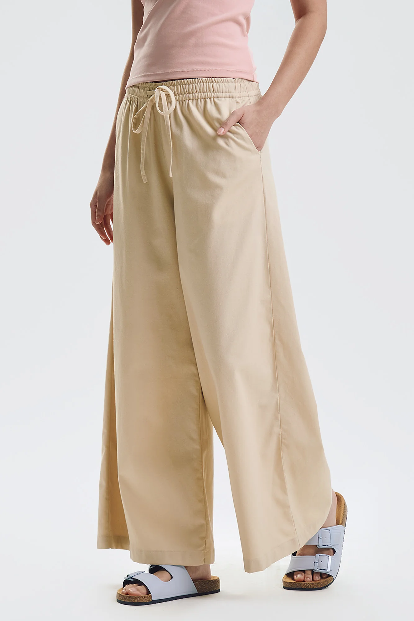 Wide Fit Linen Pull-On Pants - Image 4