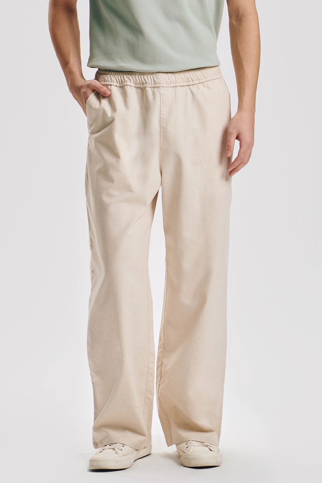 Wide Fit Pull-On Linen Pants