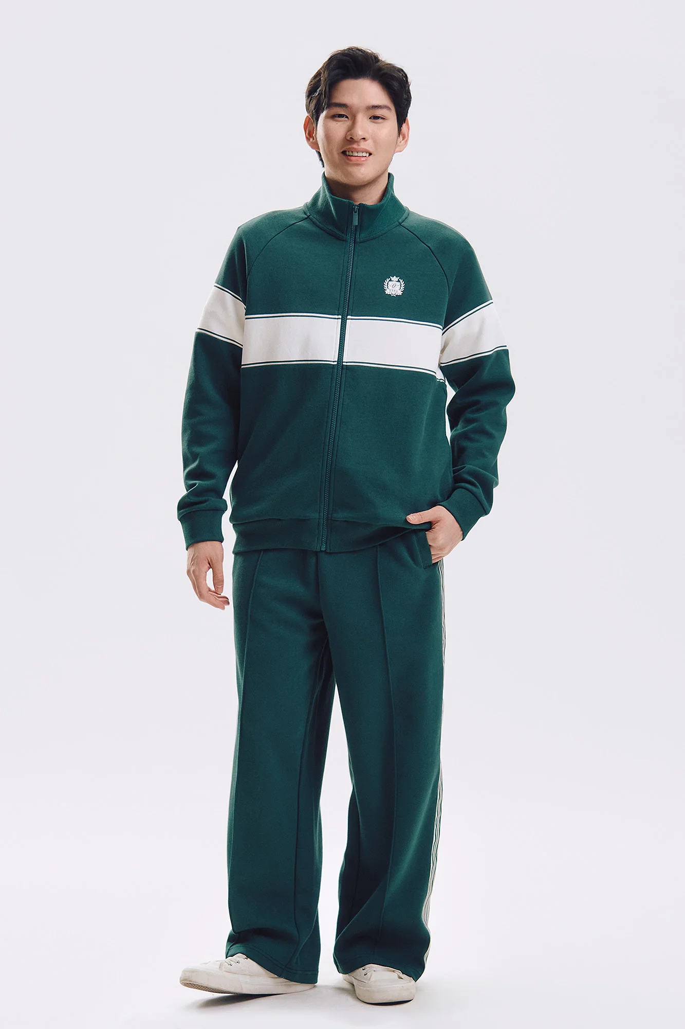 Wide Fit Track Pants with Jacquard Taping - Image 5