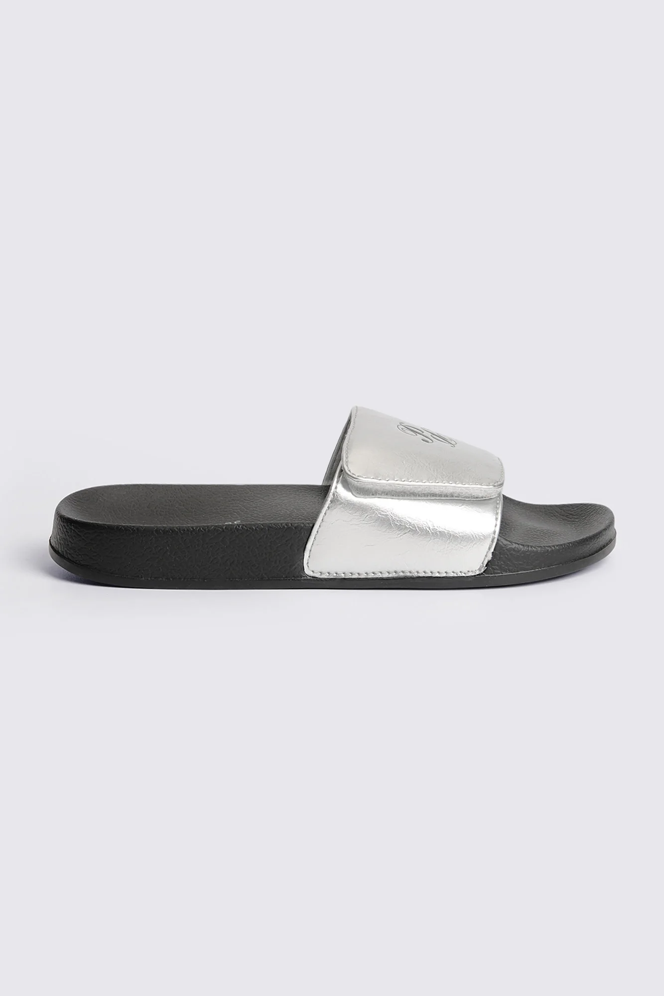 Women's Metallic Leather One Band Slides - Image 3