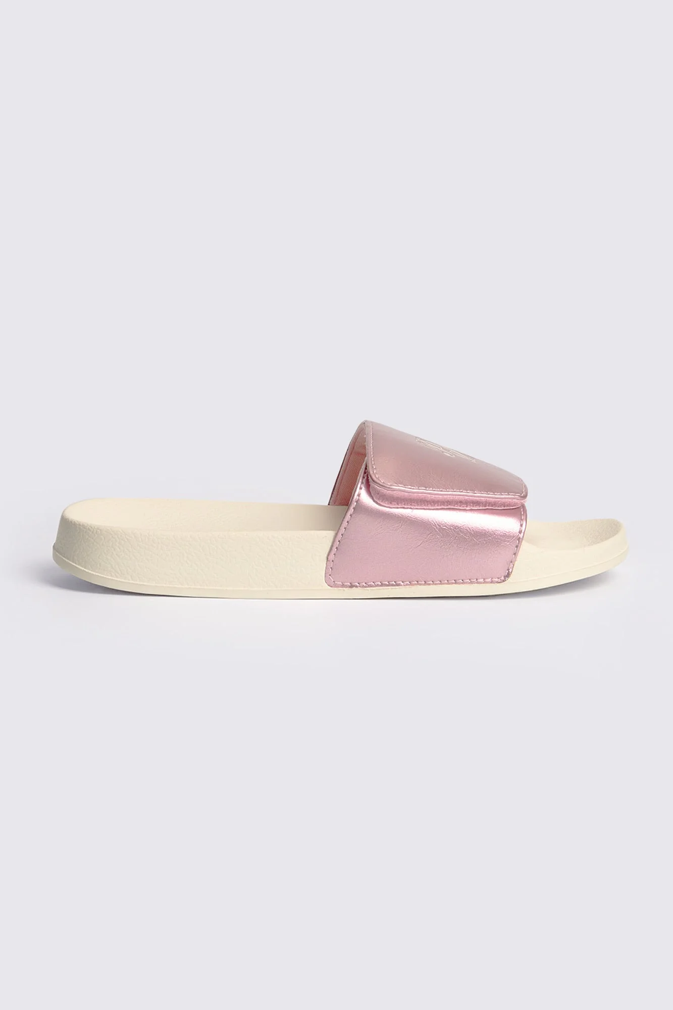 Women's Metallic Leather One Band Slides - Image 7