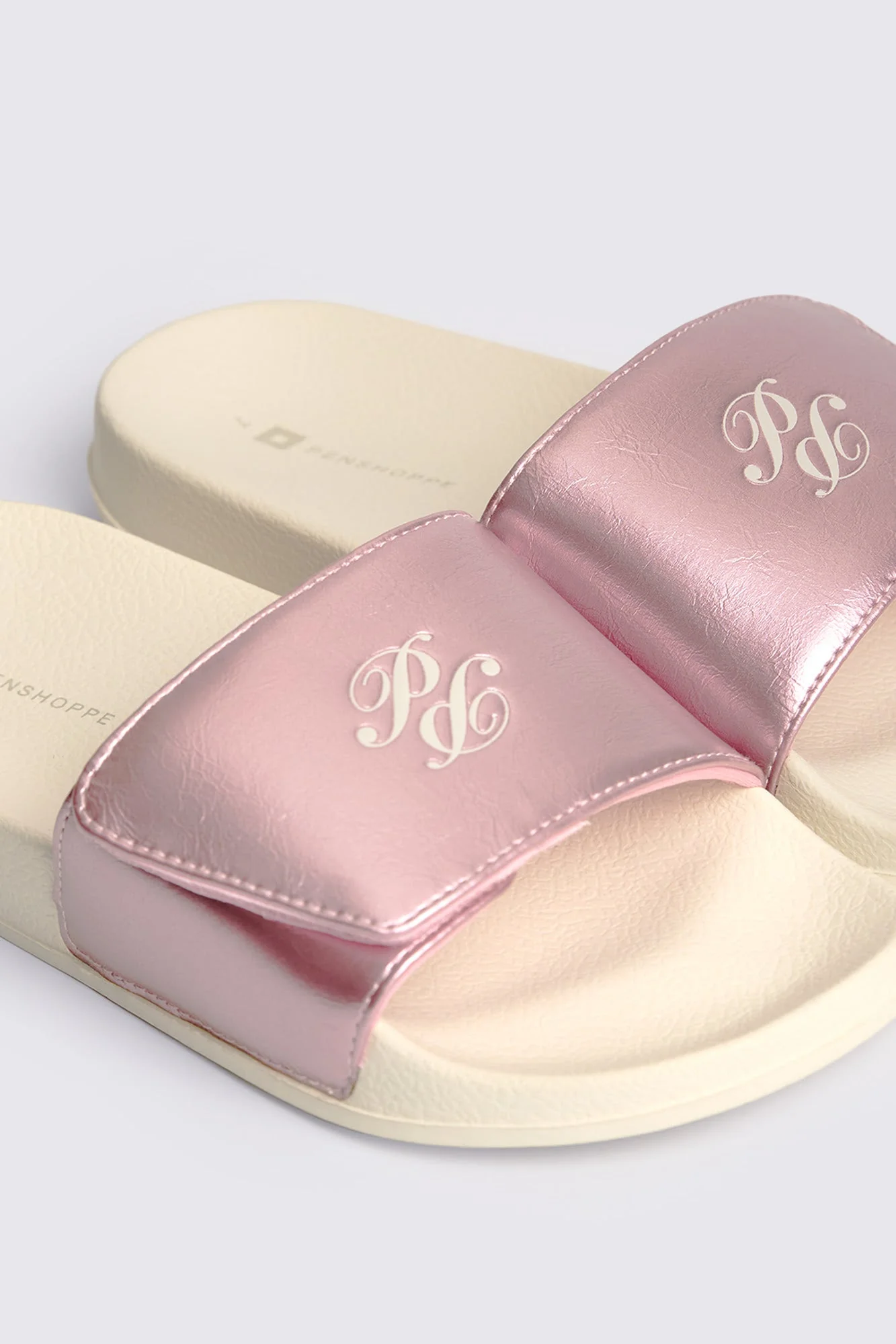 Women's Metallic Leather One Band Slides - Image 8
