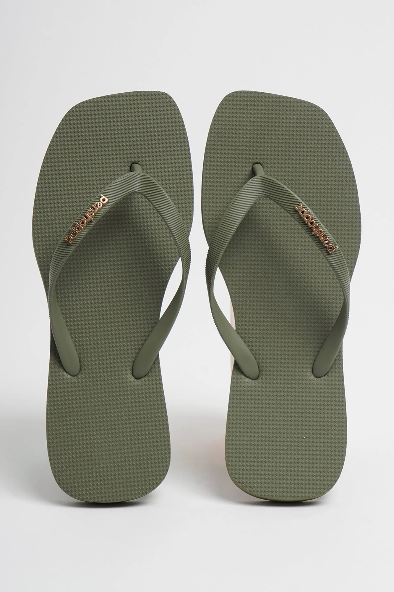 Women's Square Flip Flops with Metal Branding - Image 18
